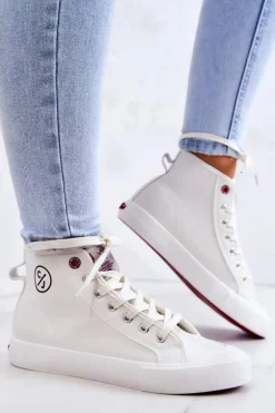 Damskie Wysokie Trampki Cross Jeans JJ2R4056C Białe