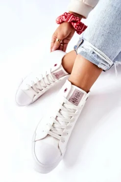 Damskie Wysokie Trampki Cross Jeans II2R4033C Białe