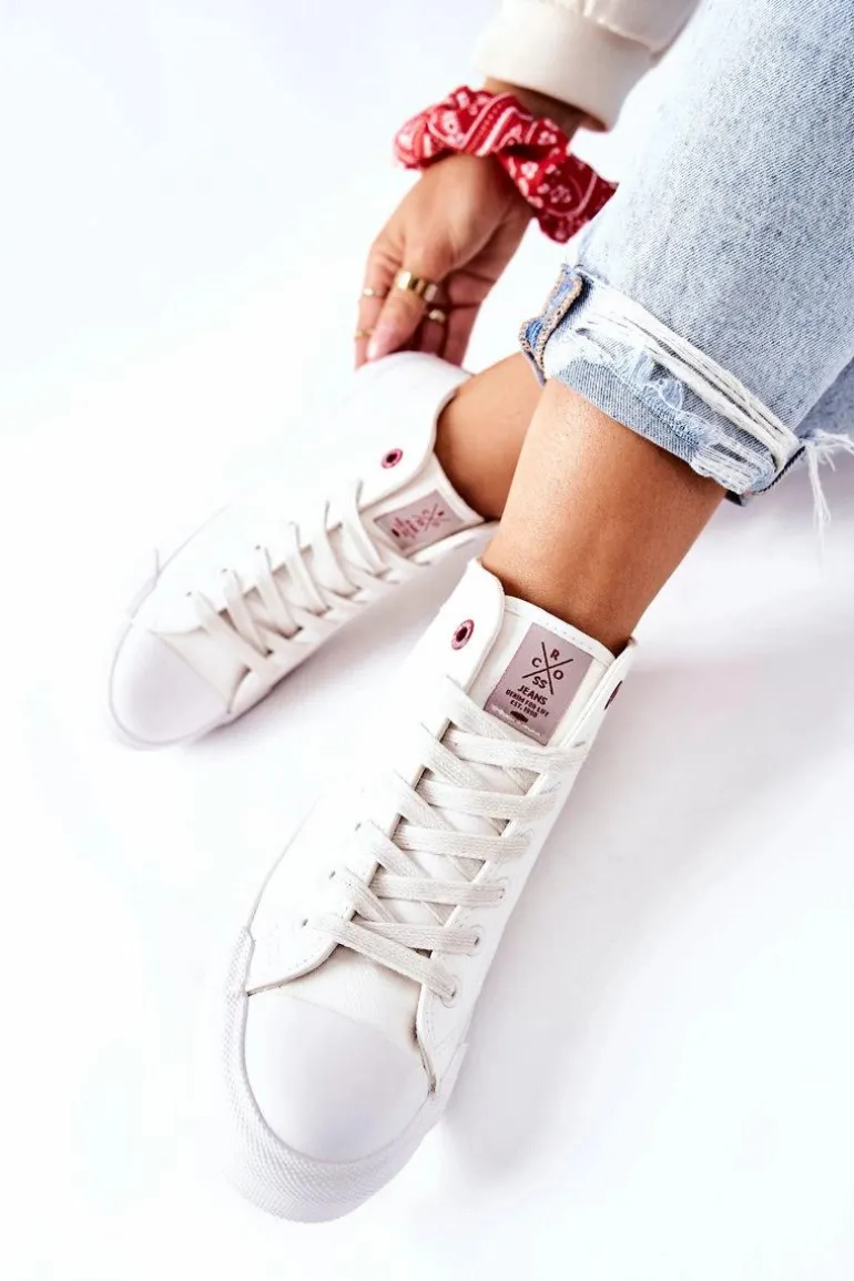 Damskie Wysokie Trampki Cross Jeans II2R4033C Białe