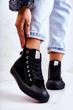 Damskie Wysokie Trampki Cross Jeans JJ2R4055C Czarne