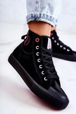 Damskie Wysokie Trampki Cross Jeans JJ2R4055C Czarne