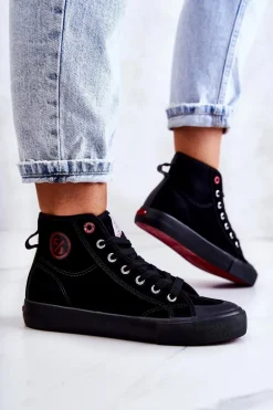 Damskie Wysokie Trampki Cross Jeans JJ2R4055C Czarne