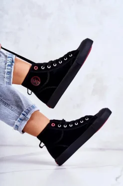 Damskie Wysokie Trampki Cross Jeans JJ2R4055C Czarne