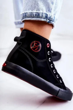 Damskie Wysokie Trampki Cross Jeans JJ2R4055C Czarne