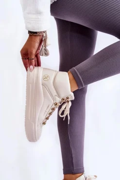 Damskie Wysokie Trampki Cross Jeans KK2R4027C Beżowe