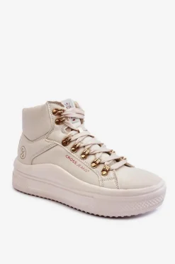Damskie Wysokie Trampki Cross Jeans KK2R4027C Beżowe