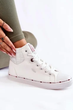 Damskie Wysokie Trampki Cross Jeans KK2R4060C Białe