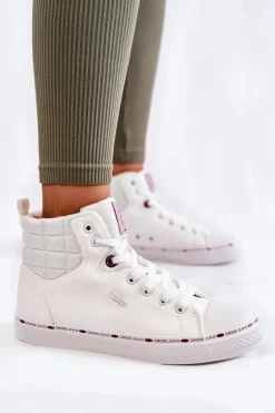 Damskie Wysokie Trampki Cross Jeans KK2R4060C Białe