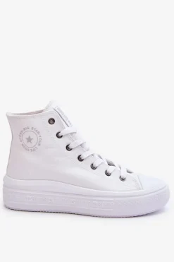 Damskie Wysokie Trampki Materiałowe Big Star LL274A183 Białe