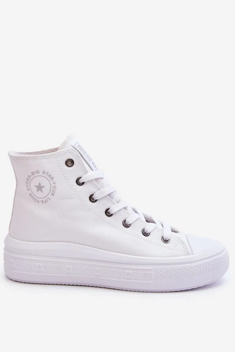 Damskie Wysokie Trampki Materiałowe Big Star LL274A183 Białe