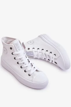 Damskie Wysokie Trampki Materiałowe Big Star LL274A183 Białe