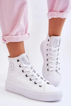 Damskie Wysokie Trampki Materiałowe Big Star LL274A183 Białe
