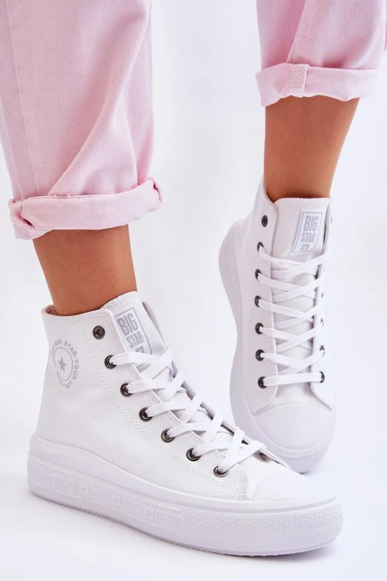 Damskie Wysokie Trampki Materiałowe Big Star LL274A183 Białe