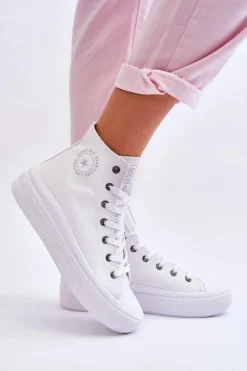 Damskie Wysokie Trampki Materiałowe Big Star LL274A183 Białe