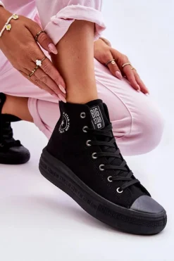 Damskie Wysokie Trampki Materiałowe Big Star LL274A182 Czarne