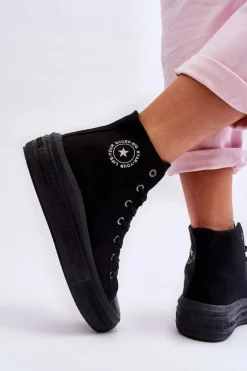 Damskie Wysokie Trampki Materiałowe Big Star LL274A182 Czarne