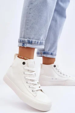 Damskie Wysokie Trampki Materiałowe Big Star LL274445 Białe