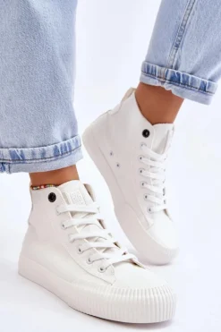 Damskie Wysokie Trampki Materiałowe Big Star LL274445 Białe