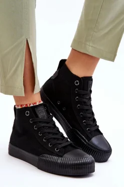 Damskie Wysokie Trampki Materiałowe Big Star LL274444 Czarne