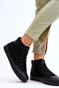 Damskie Wysokie Trampki Materiałowe Big Star LL274444 Czarne