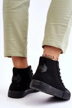 Damskie Wysokie Trampki Materiałowe Big Star LL274444 Czarne