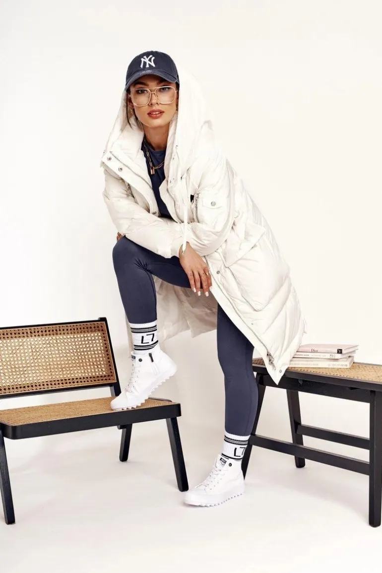 Damskie Wysokie Trampki Na Dużej Podeszwie BIG STAR FF274241 Białe