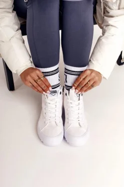 Damskie Wysokie Trampki Na Dużej Podeszwie BIG STAR FF274241 Białe