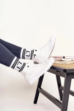 Damskie Wysokie Trampki Na Dużej Podeszwie BIG STAR FF274241 Białe