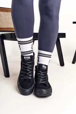 Damskie Wysokie Trampki Na Dużej Podeszwie BIG STAR FF274244 Czarne