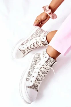 Damskie Wysokie Trampki Z Nadrukiem Białe Only You