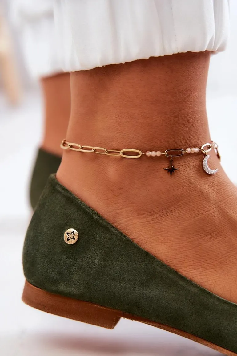 Damskie Zamszowe Baleriny Maciejka 04100-45 Khaki