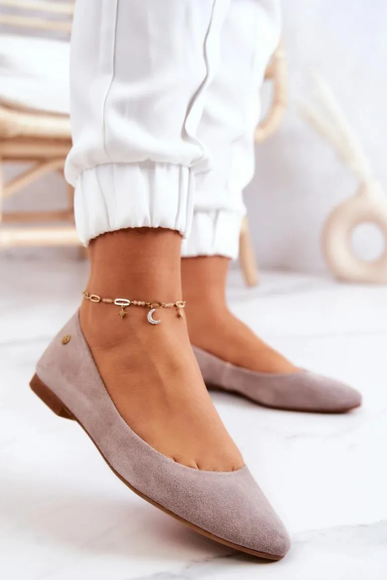 Damskie Zamszowe Baleriny Maciejka 04100-42 Beżowe