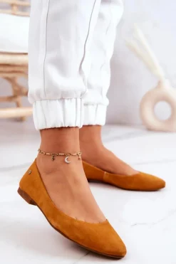 Damskie Zamszowe Baleriny Maciejka 04100-44 Ciemnożółte