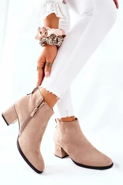 Damskie Zamszowe Botki Beżowe Ardmore