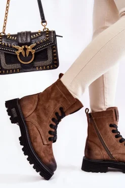 Damskie Zamszowe Botki Big Star KK274504 Brązowe