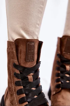 Damskie Zamszowe Botki Big Star KK274504 Brązowe