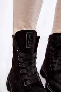 Damskie Zamszowe Botki Big Star KK274503 Czarne