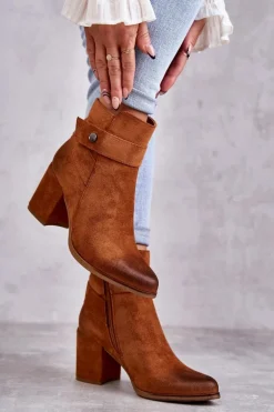 Damskie Zamszowe Botki La.Fi 260041C-SU Camel