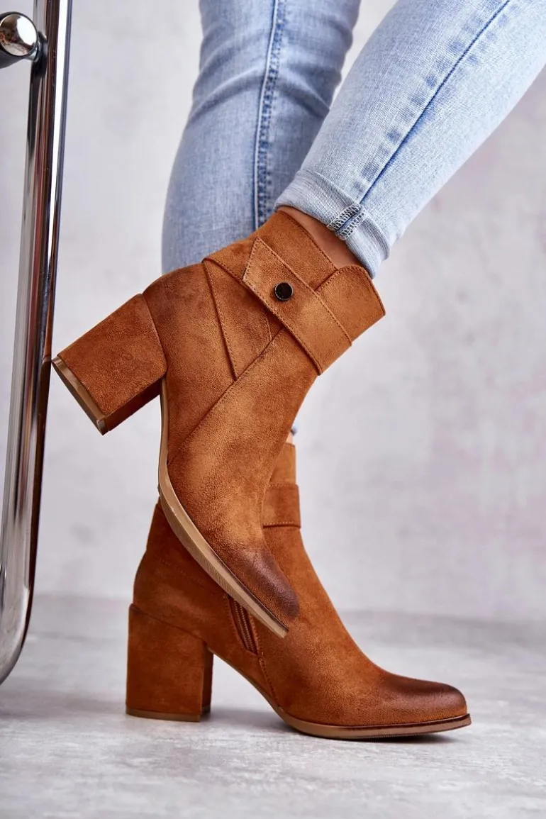 Damskie Zamszowe Botki La.Fi 260041C-SU Camel