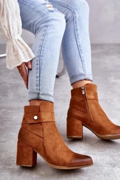 Damskie Zamszowe Botki La.Fi 260041C-SU Camel