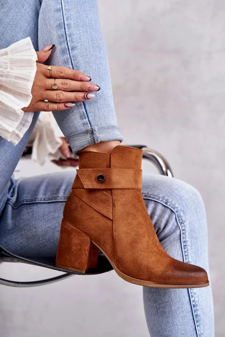 Damskie Zamszowe Botki La.Fi 260041C-SU Camel