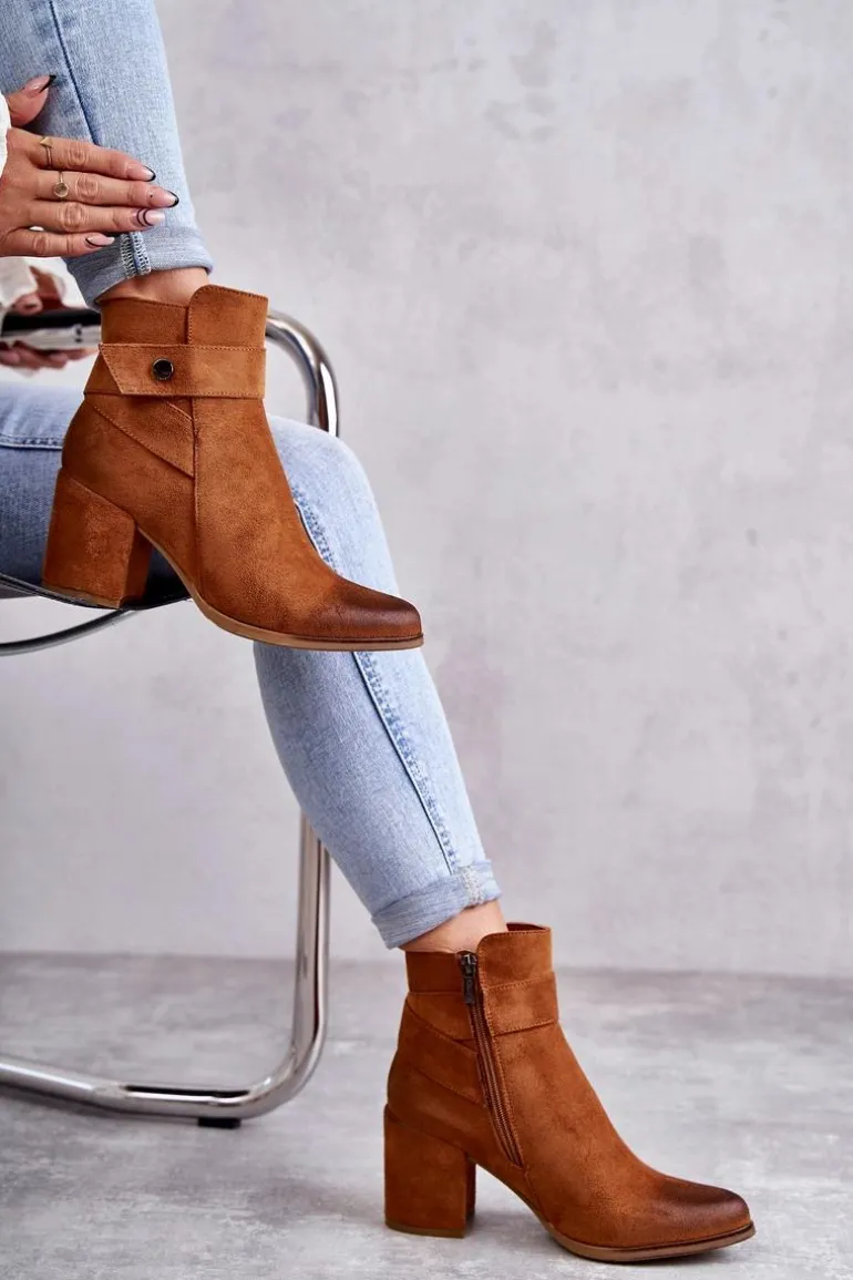 Damskie Zamszowe Botki La.Fi 260041C-SU Camel