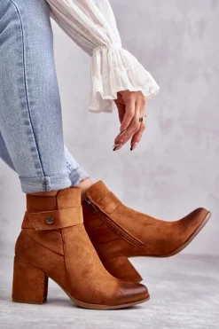 Damskie Zamszowe Botki La.Fi 260041C-SU Camel