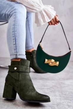 Damskie Zamszowe Botki La.Fi 260041BGR-SU Zielone