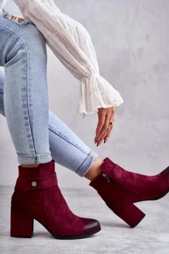 Damskie Zamszowe Botki La.Fi 260041WI-SU Czerwone