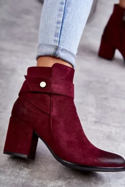 Damskie Zamszowe Botki La.Fi 260041WI-SU Czerwone