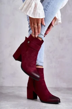 Damskie Zamszowe Botki La.Fi 260041WI-SU Czerwone