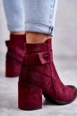 Damskie Zamszowe Botki La.Fi 260041WI-SU Czerwone