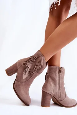 Damskie Zamszowe Botki Lewski Shoes 3093 Cappucino