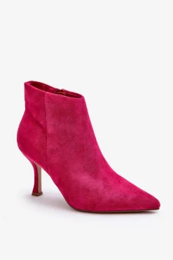 Damskie Zamszowe Botki Na Szpilce Fuksja Merisa